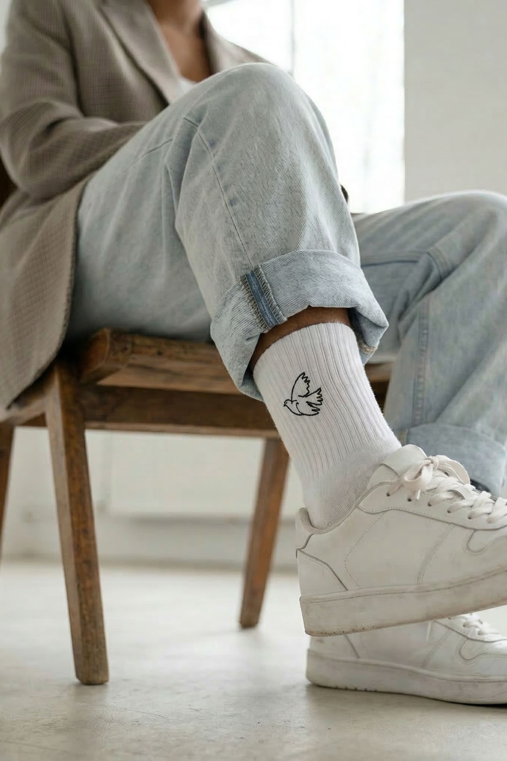 OSM x Mika OSNAsocks weiß mit tauben-stick